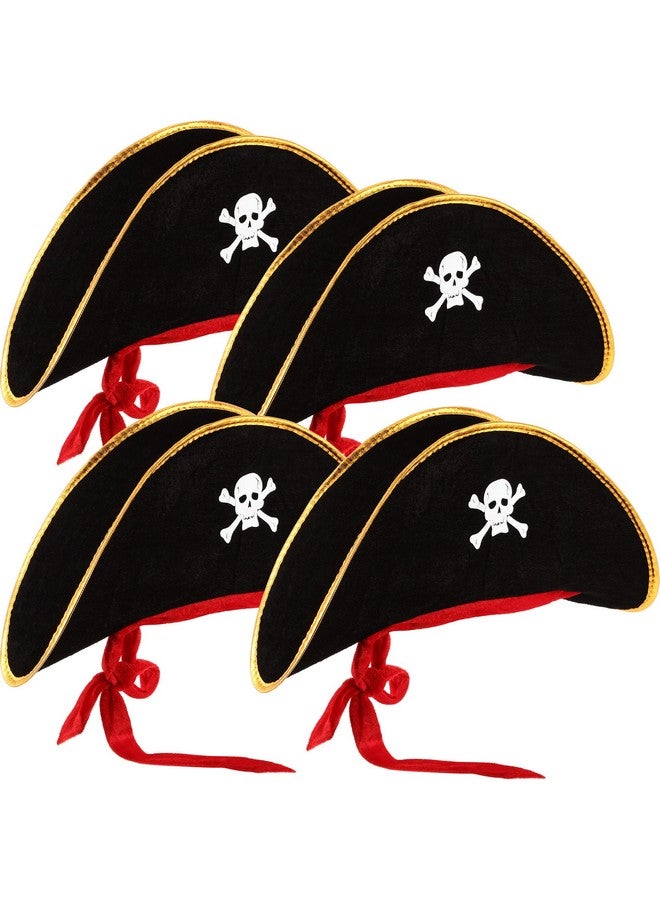 Hsei 4 Pcs Pirate Hat Pirate Costume Party Hats Halloween Skull Print Pirate Captain Hat For Halloween Masquerade Cosplay Party - Image 1