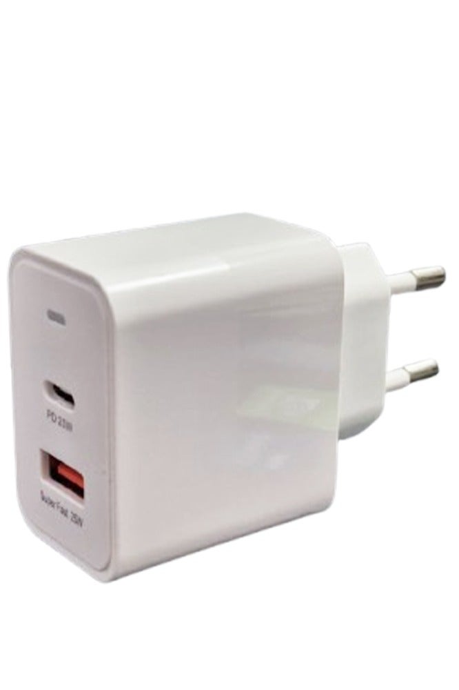Super fast +QC Wall Charger DC-338-D , PD 25W Super Fast Multi Charger USB-C & USB Port Turbo Power, Overheat Protection , Compact Design with USB to Type-C Cable, Stable Output for All Devices - White - Image 5