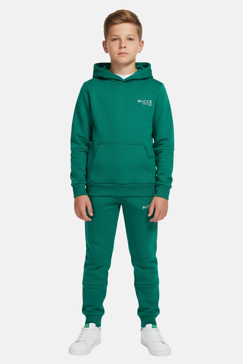 Nicce Kids Boy 2 Pieces Brand Logo Hoodie And Sweatpants Set, Green - Image 1