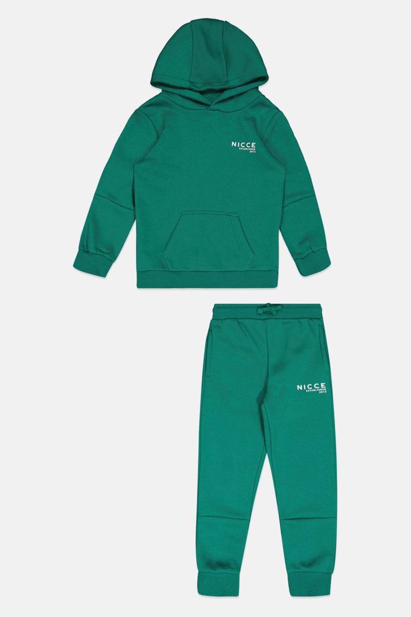 Nicce Kids Boy 2 Pieces Brand Logo Hoodie And Sweatpants Set, Green - Image 2