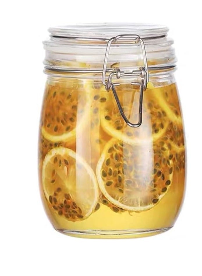 lass Jars with Airtight Lids and Leakproof Rubber Gasket, Wide Mouth Mason Jars with Hinged Lids for Kitchen Canisters, Glass Storage Containers - Image 1