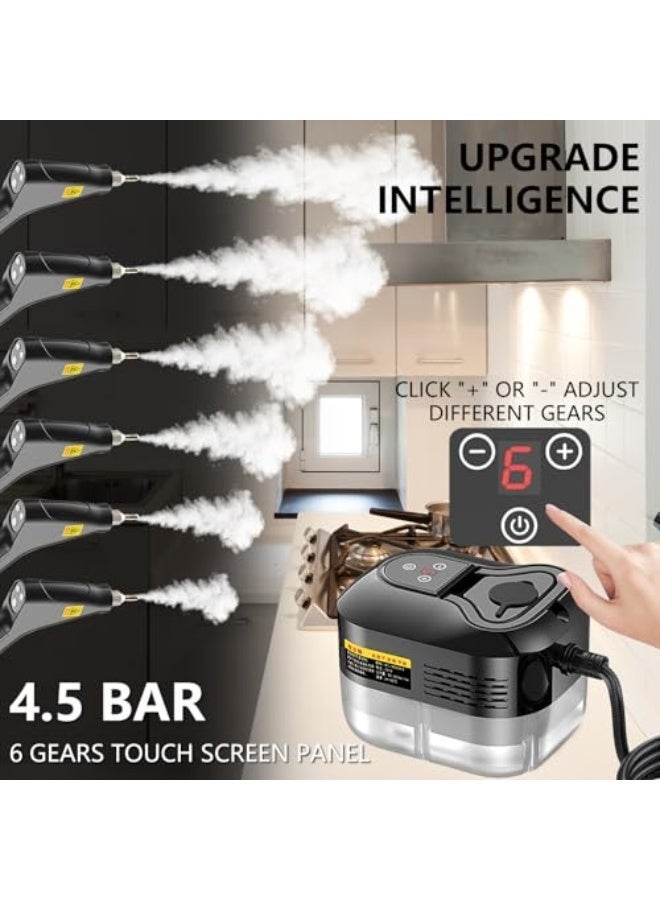 منظف بخاري للمنزل - خزان مياه سعة 1600 مل، بخار محمول يسخن في 15 ثانية للتنظيف، 6 مستويات قابلة للتعديل، 2500 واط، 45 رطل لكل بوصة مربعة، بخار بدرجة حرارة 250 درجة فهرنهايت، منظف بخاري محمول باليد لتنظيف السيارات، الشحوم، البلاط، الجص - Image 2