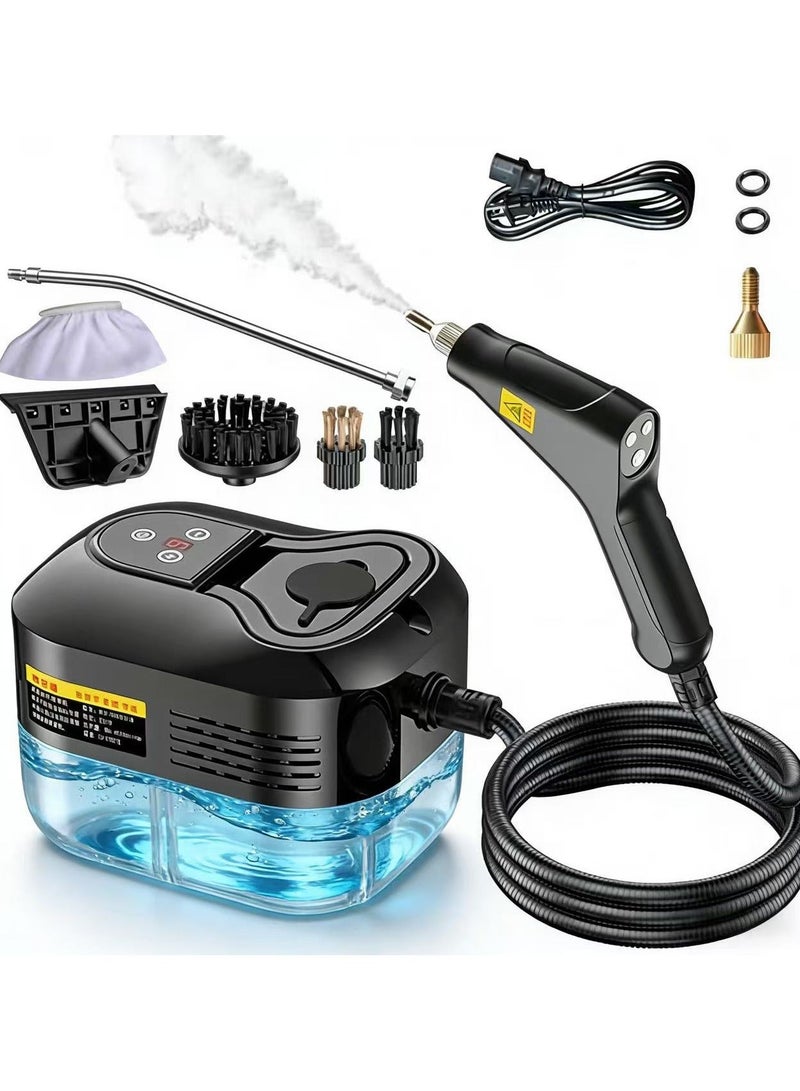 منظف بخاري للمنزل - خزان مياه سعة 1600 مل، بخار محمول يسخن في 15 ثانية للتنظيف، 6 مستويات قابلة للتعديل، 2500 واط، 45 رطل لكل بوصة مربعة، بخار بدرجة حرارة 250 درجة فهرنهايت، منظف بخاري محمول باليد لتنظيف السيارات، الشحوم، البلاط، الجص - Image 1