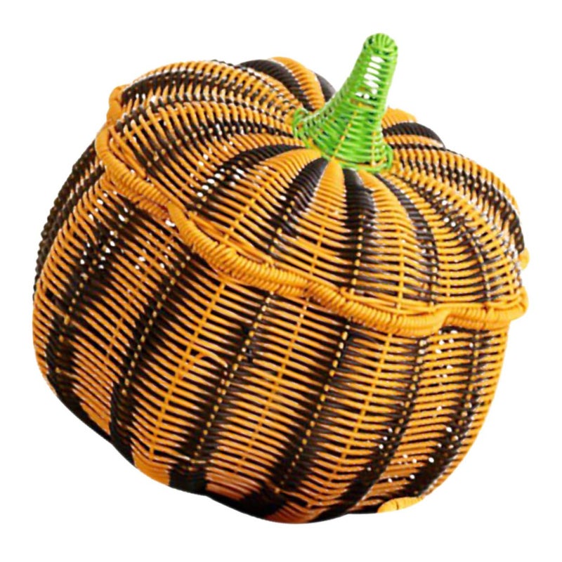 Imitation Rattan Storage Basket With Lid Multipurpose Home Decor Organizer Beige - Image 2