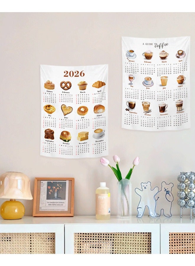 Unewshi 2026 Calendar Ins style Hanging Cloth Bedroom Wall Decoration Background Cloth Room Wall Cloth Hanging Calendar - Image 1