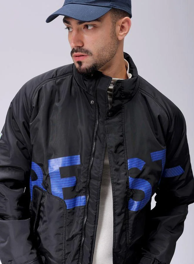 The Indian Garage Co Men Slim Fit Graphic Puffer Jackets
