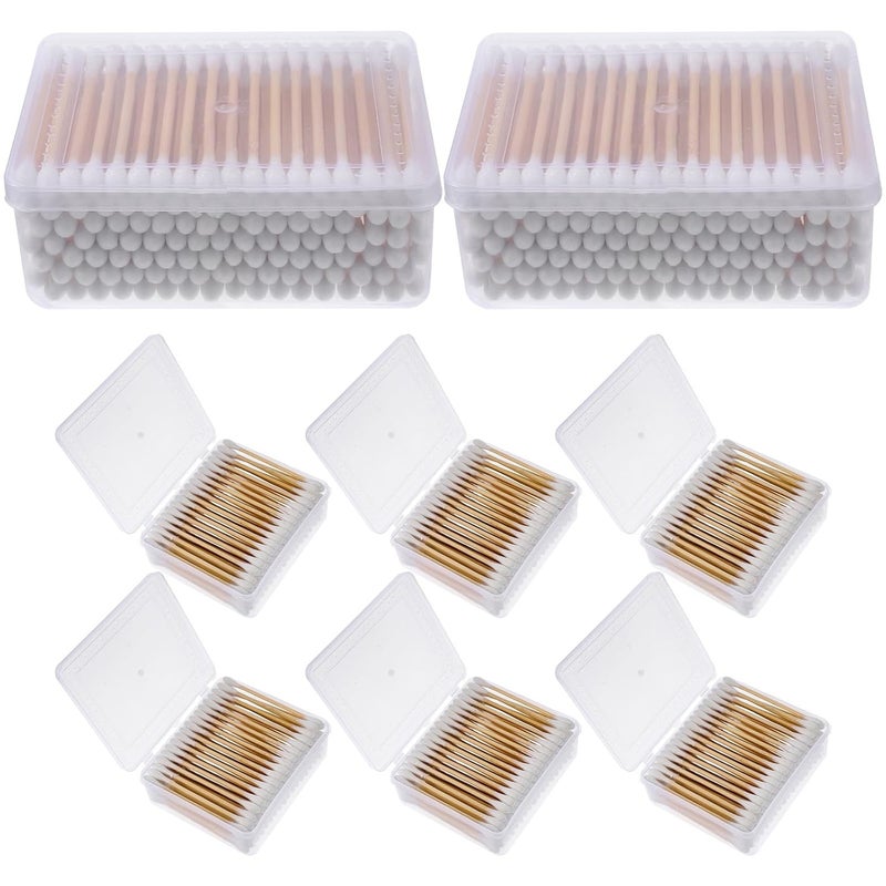 Disposable Double-ended Cotton Swabs 1200pcs Makeup Cotton Sticks Eyelash Cleaning Swabs Face Cleaning Tools for Beauty and Care - Image 1