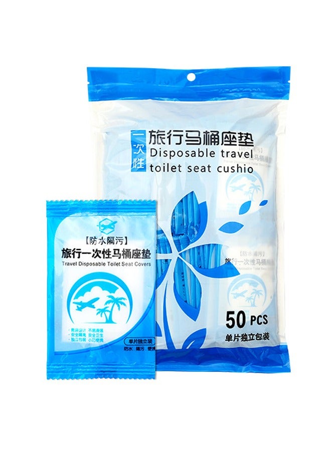 Disposable Full-Coverage Waterproof Toilet Seat Covers For Travel And Postpartum Use - Pack of 50 - Image 1
