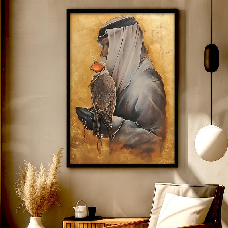 ماركتنا لوحة قماشية بتصميم الفن النجدي مع برواز مجوف مقاس (50×70) قطعة واحدة - Image 1