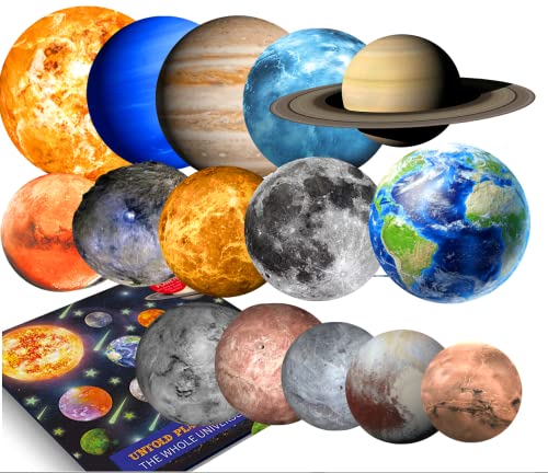 UNTOLD PLANETS 195+PCS Glow in The Dark Planets for Ceiling Decorations, Star Stickers Sun, Moon Pluto Wall Stickers for Kids, Boys Room Decor, Wall Decals Christmas Gift - Image 1