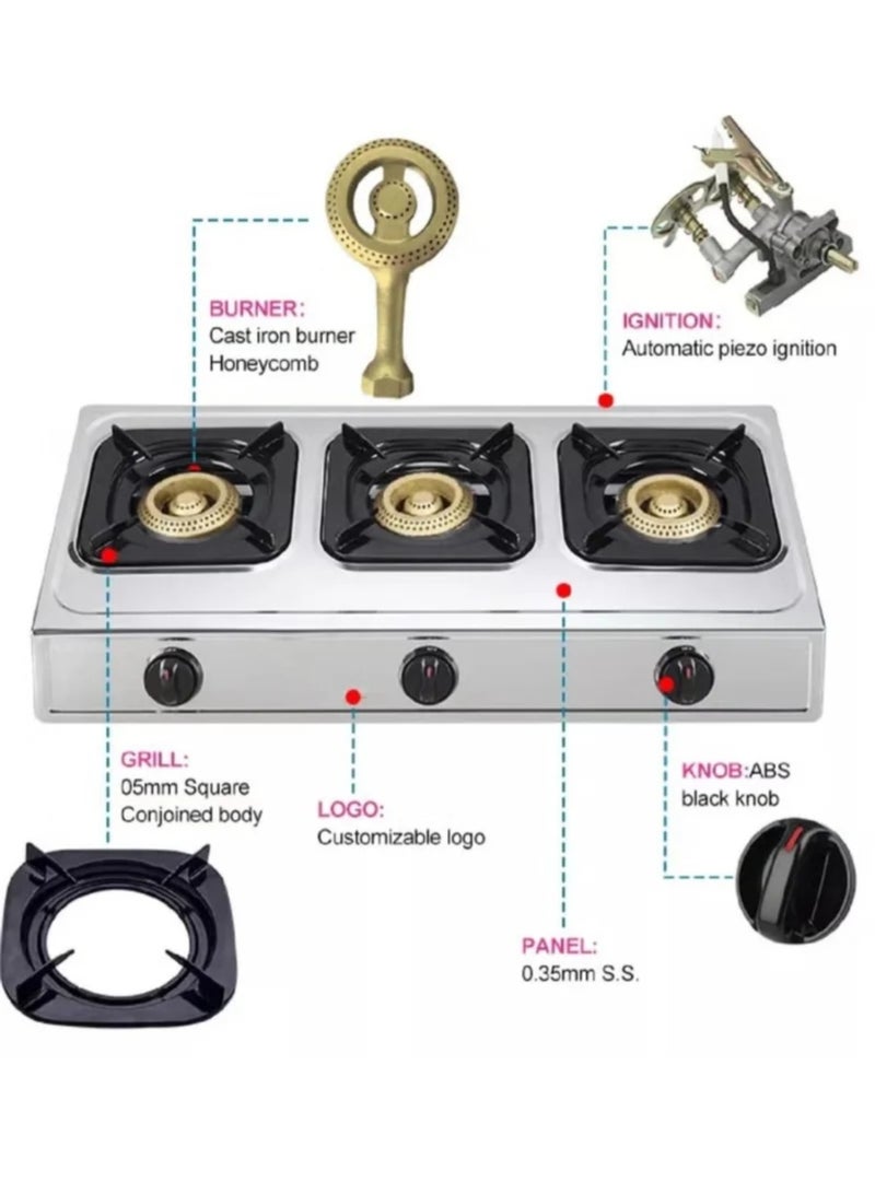 Dinex Three-burner gas hob with self-ignition, stainless steel surface - Image 3