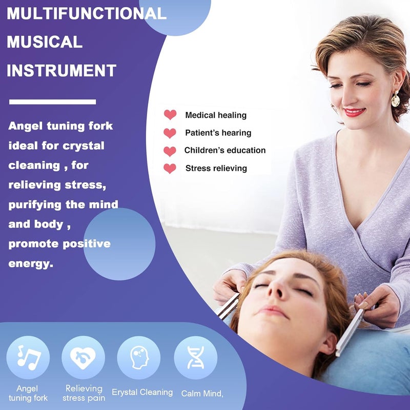 Tenfly Angel Tuning Forks Set, 4096 Hz, 4160 Hz, 4225 Hz for Healing Musical Instrument, with Wood Hammer and Soft Storage Bag - Image 4