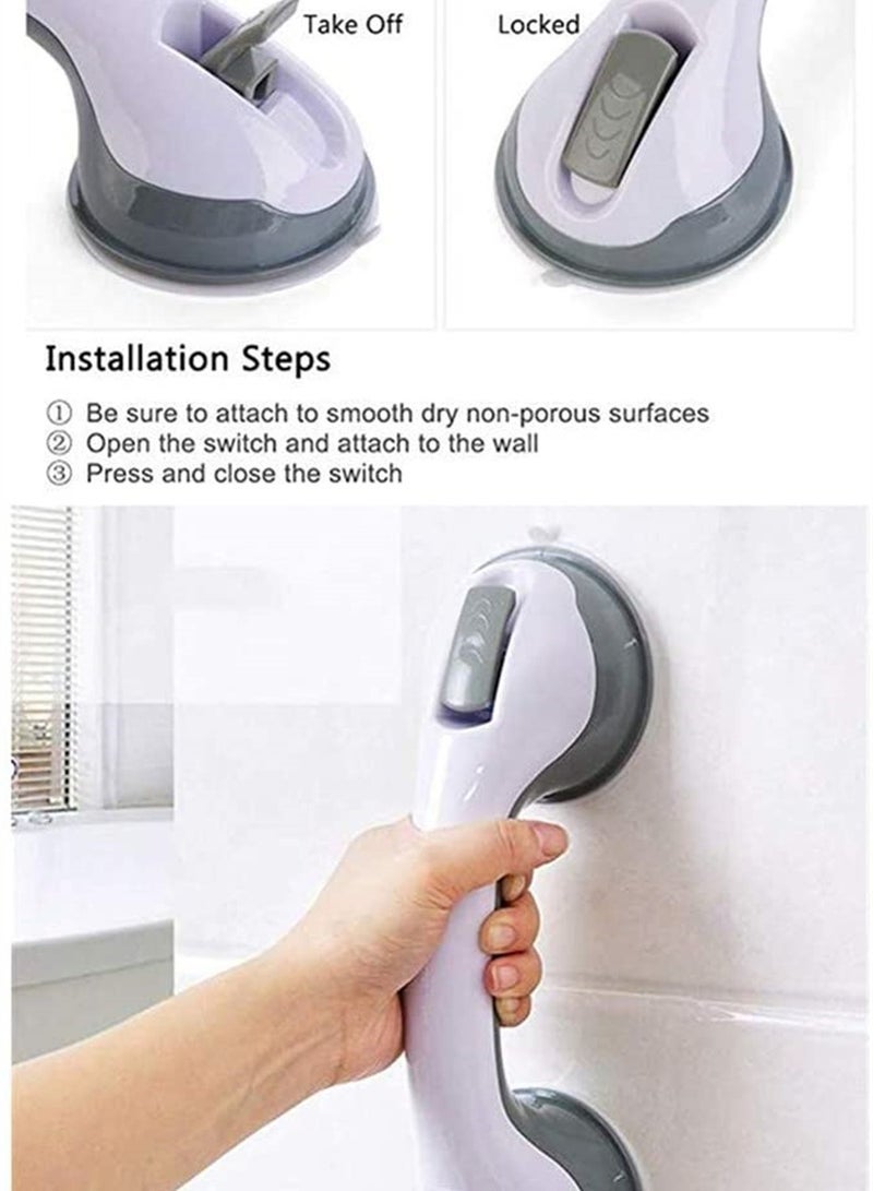 SYOSI Bathroom Grab Bar, 2 Pcs Bath Support with Free Shower Sponge, Powerful Suction, Free Installation, Balance Handrail Boosts Tub Safety - Image 3