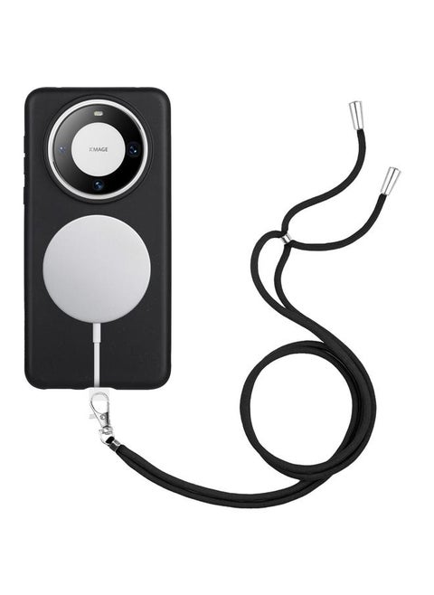 Phone Case For Huawei Mate 60 Wheat MagSafe Magnetic Straw Material + TPU Phone Phone Case with Lanyard