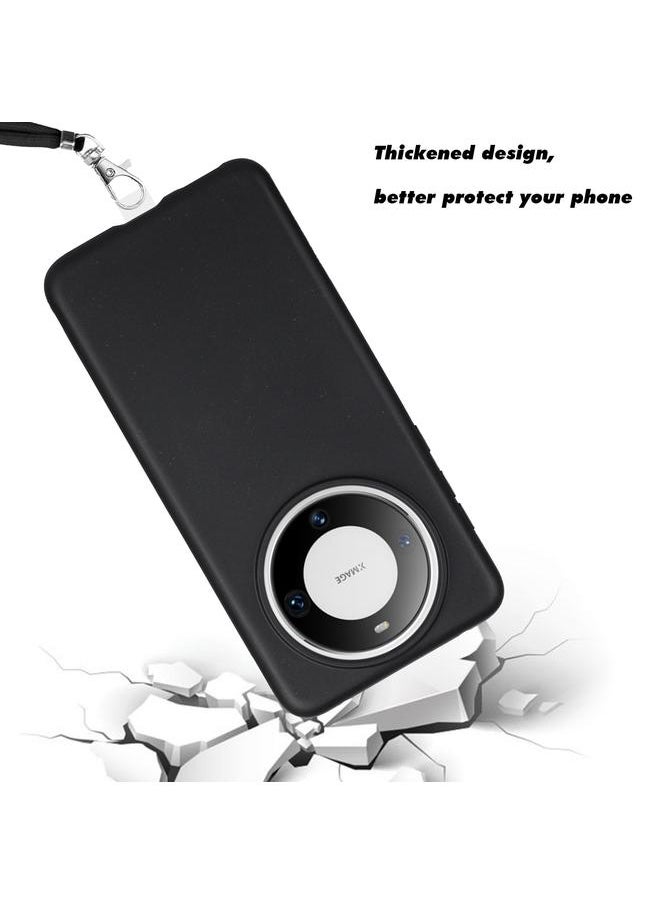Phone Case For Huawei Mate 60 Wheat MagSafe Magnetic Straw Material + TPU Phone Phone Case with Lanyard