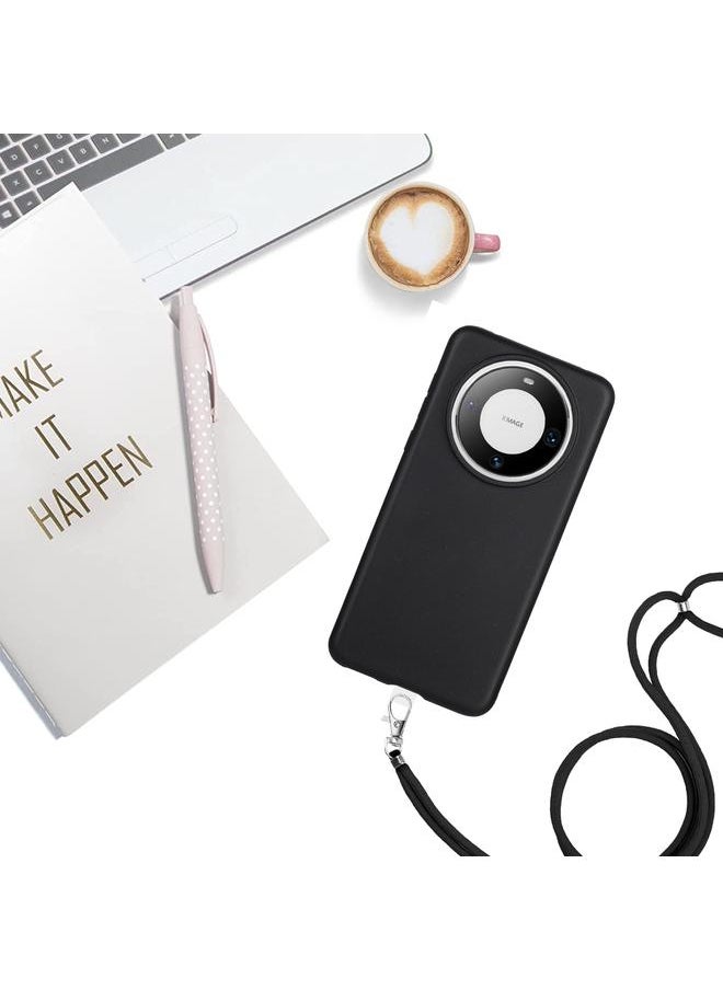 Phone Case For Huawei Mate 60 Wheat MagSafe Magnetic Straw Material + TPU Phone Phone Case with Lanyard