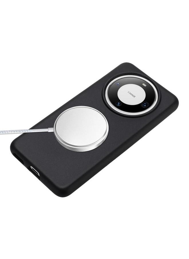 Phone Case For Huawei Mate 60 Wheat MagSafe Magnetic Straw Material + TPU Phone Phone Case with Lanyard