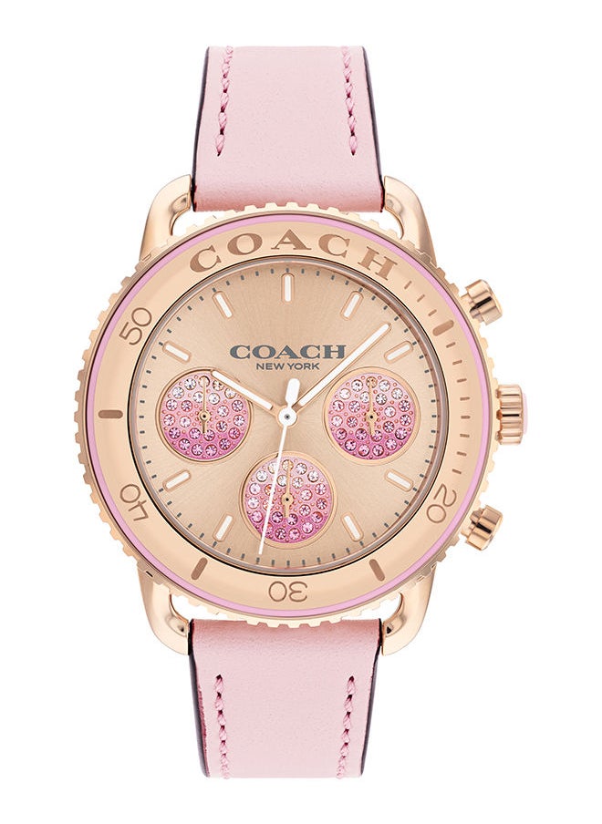 COACH ساعة يد نسائية من الجلد كرونوغراف دائرية الشكل 14504123 - 37 ملم  - Image 1