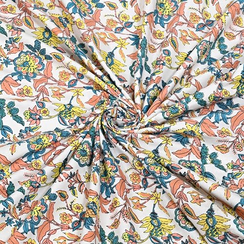 EasyGoods® 100% Pure Cotton Jaipuri Bedsheet with 2 Pillow Covers | Soft & Breathable Fabric | Traditional Floral Print | King Size (90x108 Inches) | Peach - Image 5