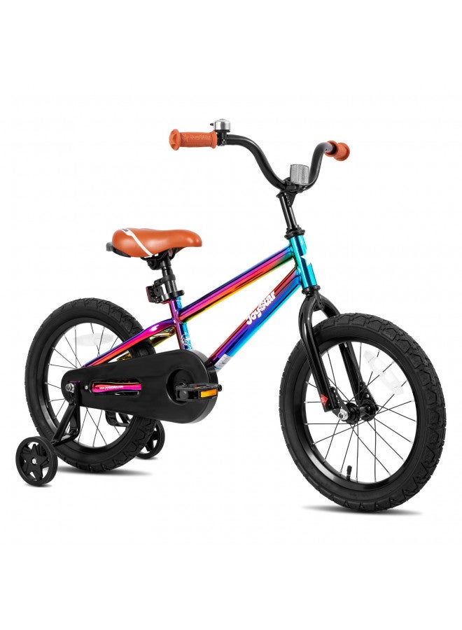 JOYSTAR JOYSTAR 16 Inch Kids Bike for 4-7 Ages with Training Wheels Coaster Braking Ride-On Boys Bicycle 4 5 6 7 Years Children Bikes BMX Style Birthday Gifts Oil Slick  - Image 1