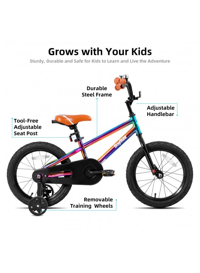 JOYSTAR JOYSTAR 16 Inch Kids Bike for 4-7 Ages with Training Wheels Coaster Braking Ride-On Boys Bicycle 4 5 6 7 Years Children Bikes BMX Style Birthday Gifts Oil Slick  - Image 2