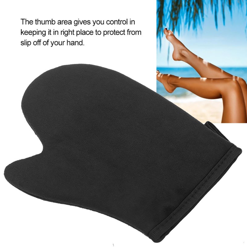 Soft Tanning Glove: Double Sided Design, Reusable Sponge Flocking Glue & Cloth Material - Thumb Control, Even Application Self Tanner Mitt for Self Tanning Lotion Application - Image 5