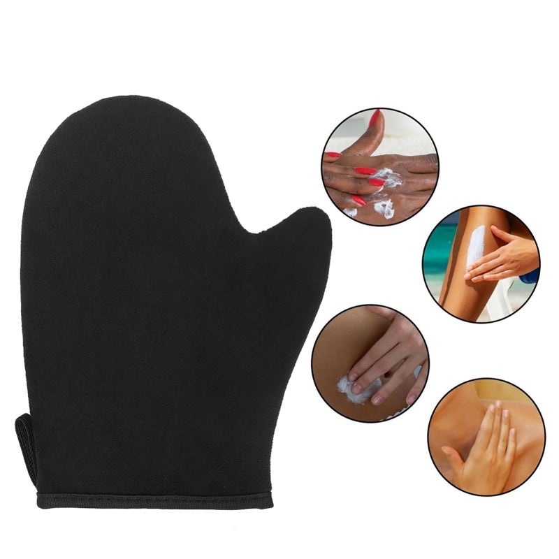 Soft Tanning Glove: Double Sided Design, Reusable Sponge Flocking Glue & Cloth Material - Thumb Control, Even Application Self Tanner Mitt for Self Tanning Lotion Application - Image 1