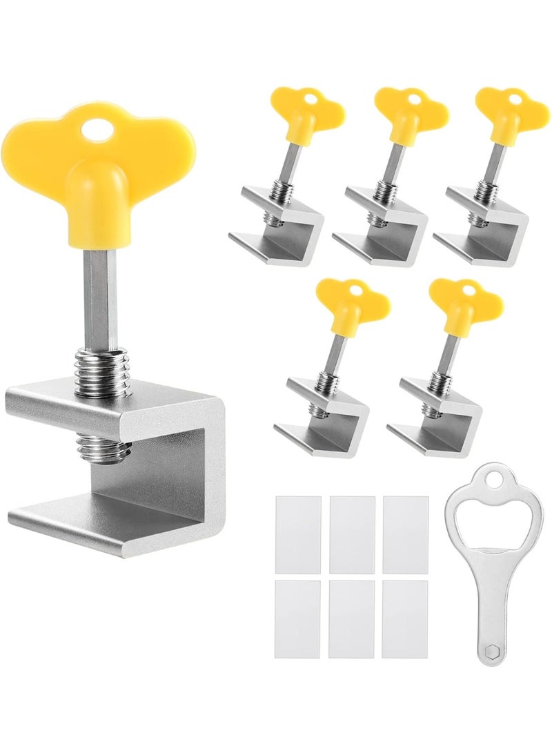 Relex Window Locks, 6 Sets Sliding Window Locks With Key for Vertical & Horizontal Sliding Windows Doors, Easy to Install, Adjustable Security Window Lock for Patio Bedroom Home and Office (Silver) - Image 1