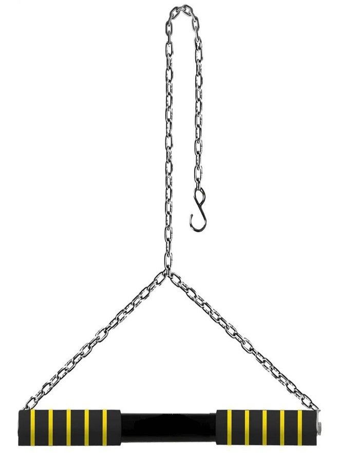 SHAPEWELL Chain Chinup Rod With Yellow Black Grip| Hanging Rod for Body Workout| Steel Chain for Height Increaser - Image 1