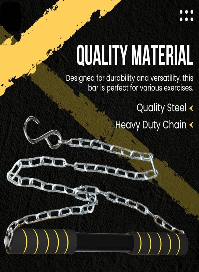 SHAPEWELL Chain Chinup Rod With Yellow Black Grip| Hanging Rod for Body Workout| Steel Chain for Height Increaser - Image 4