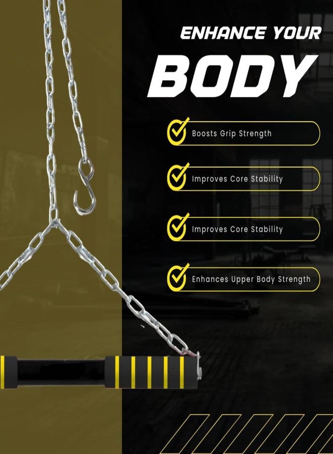 SHAPEWELL Chain Chinup Rod With Yellow Black Grip| Hanging Rod for Body Workout| Steel Chain for Height Increaser - Image 3