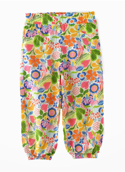 Breezy Blooms: Girls' Flowy Viscose Pants Stylish Comfort & Springtime Flair