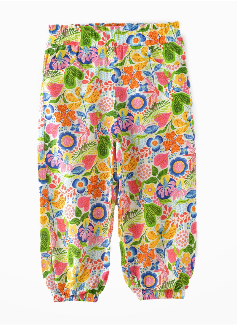 Jelliene - Breezy Blooms: Girls' Flowy Viscose Pants Stylish Comfort & Springtime Flair - Image 1