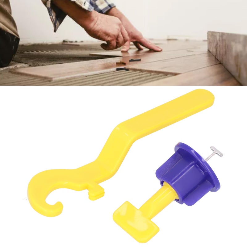 50Pcs Tile Leveling System Leveler Kit Floor Spacer Tool Set with Wrench for HomeBlue Yellow - Image 5