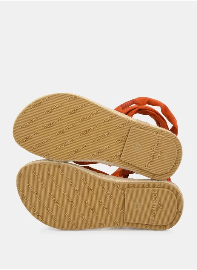 Fresh Feet V Strap Ankle Tie Up Flat Sandals by Styli