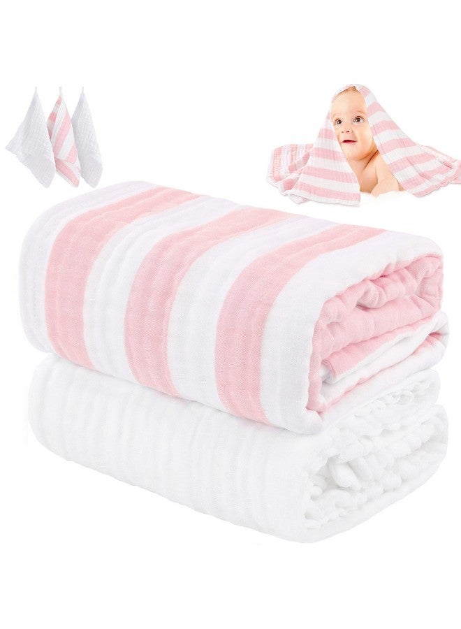 HardNok Muslin Baby Towel 5 Pieces Set,Ultra Soft and Absorbent for Baby's Delicate Skin, Ideal for Newborns to Toddlers, Perfect for Baby Registry or as a Shower Gift. (Pink) - Image 1