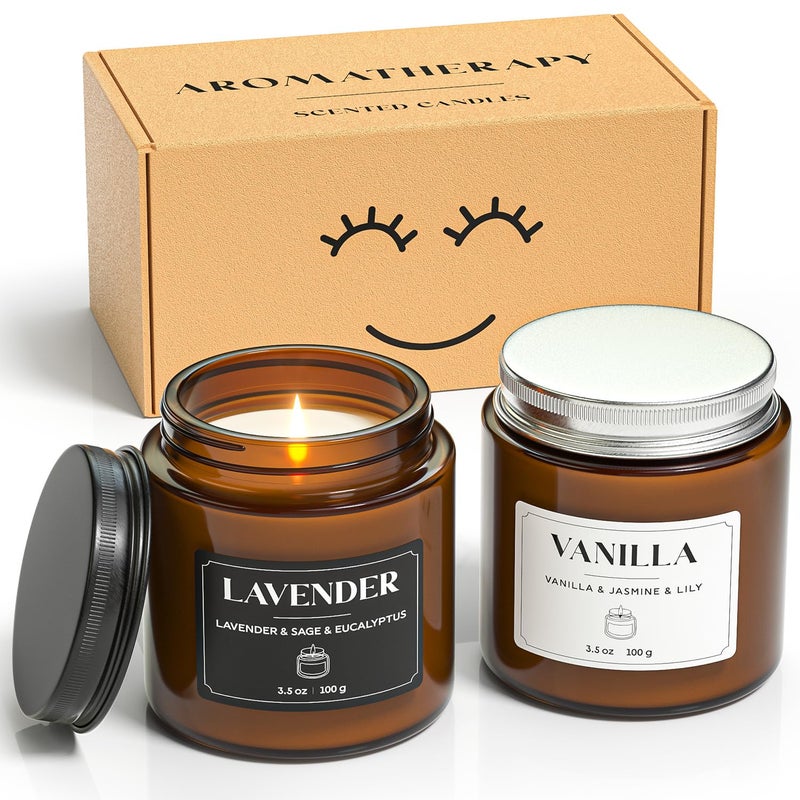 NORVENCE Scented Candles Gift Set, Stress Relief Candles for Home, Premium Soy Candle Set, Candles for Women and Men, Birthday & Christmas Gifts (Black & White, 7 oz) - Image 1
