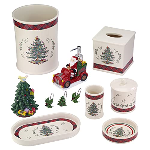 Spode Shower Curtain Hooks Holiday Bathroom Accessories Set of 12 Spode Christmas Tree Tartan Collection - Image 3