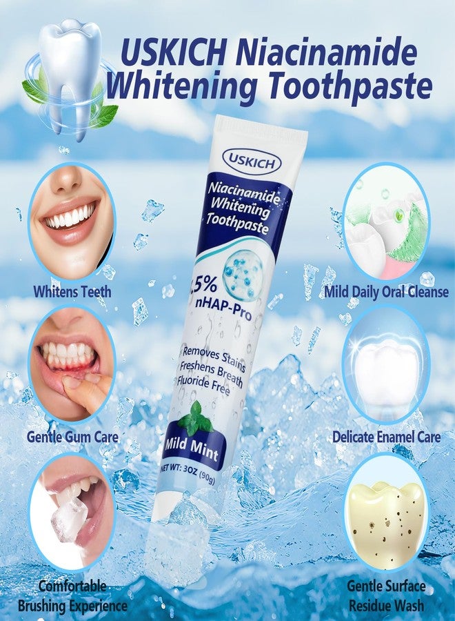 USKICH 7.5% Nano-Hydroxyapatite Toothpaste,3 Pack Fresh Breath Whitening Toothpaste,Natural Peppermint Fluoride Free Toothpaste for Gentle Enamel Care, Brightens Smile & Refreshes Breath - Image 5