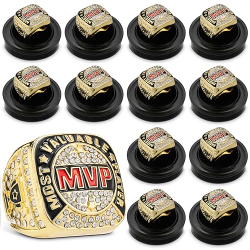 Loetere MVP Ring Most Valuable Player Ring Ball Games MVP Rings Sport Championship Trophy Ring with Display Neck Chain for Winner Tournament League Team Award Gift(Gold,6 Pcs) - Image 1