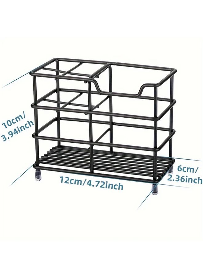 Black Stainless Steel Bathroom Organizer Toothbrush And Toothpaste Holder 1pc - Image 2