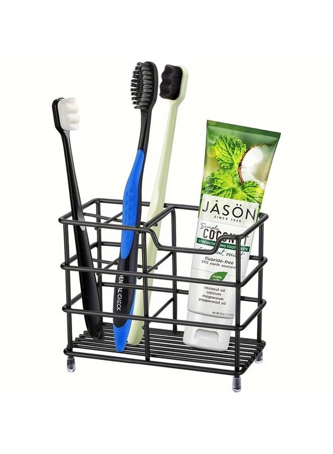 Black Stainless Steel Bathroom Organizer Toothbrush And Toothpaste Holder 1pc - Image 1