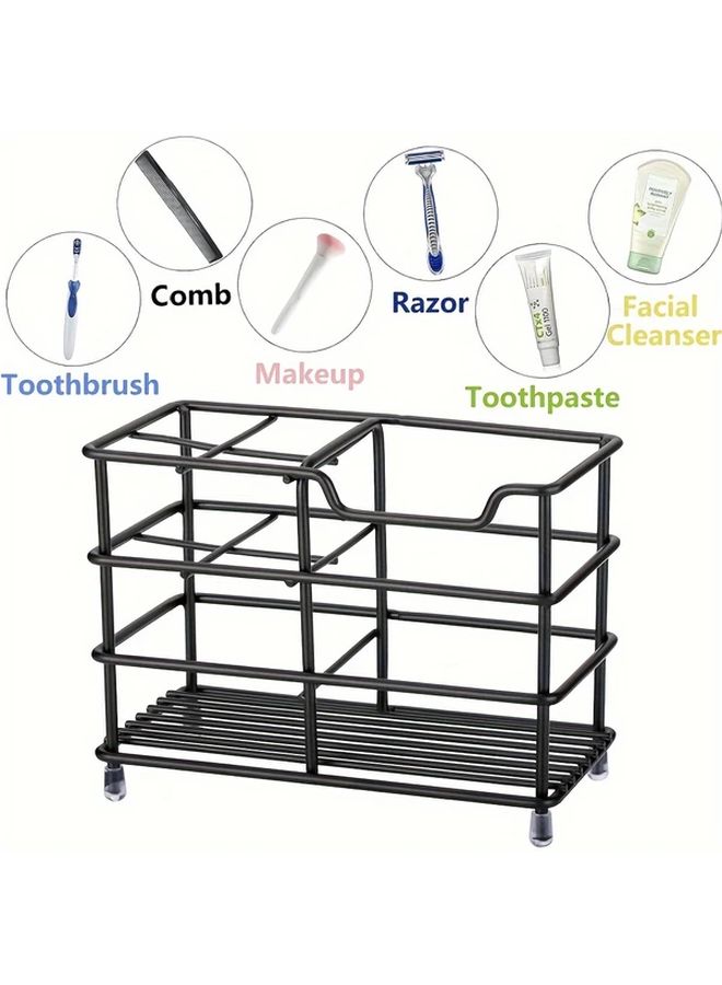 Black Stainless Steel Bathroom Organizer Toothbrush And Toothpaste Holder 1pc - Image 4