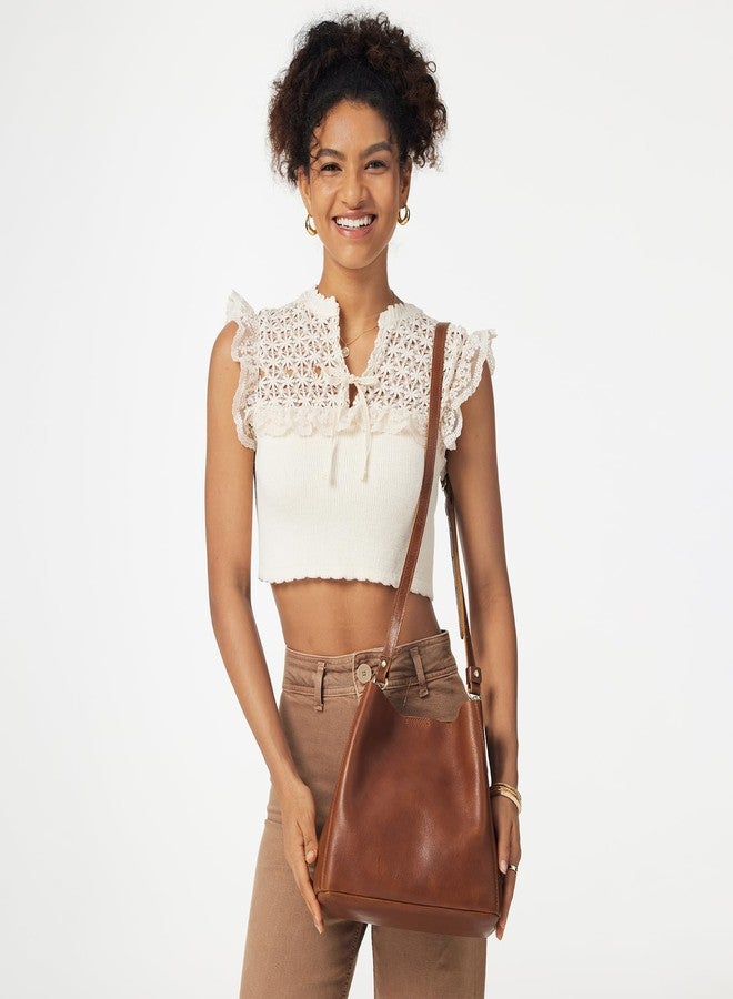 S-ZONE Full Grain Leather Crossbody Bags for Women Shoulder Bag Butterfly Bucket Purses - Image 3