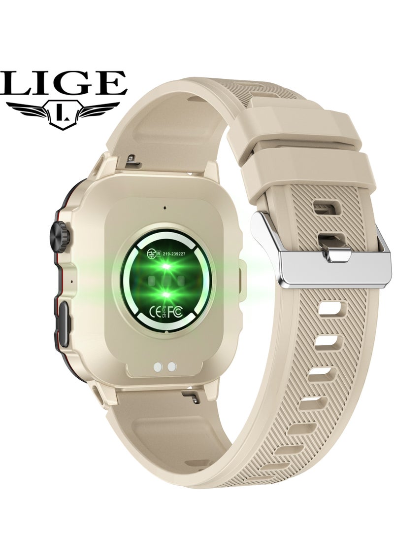 LIGE LIGE 1.96 HD Screen 420 mAh Sports Smart Watch Men Waterproof Bluetooth Calling Health Monitoring 100+ Sports Mode Men Smart Watches Silicone White  - Image 2