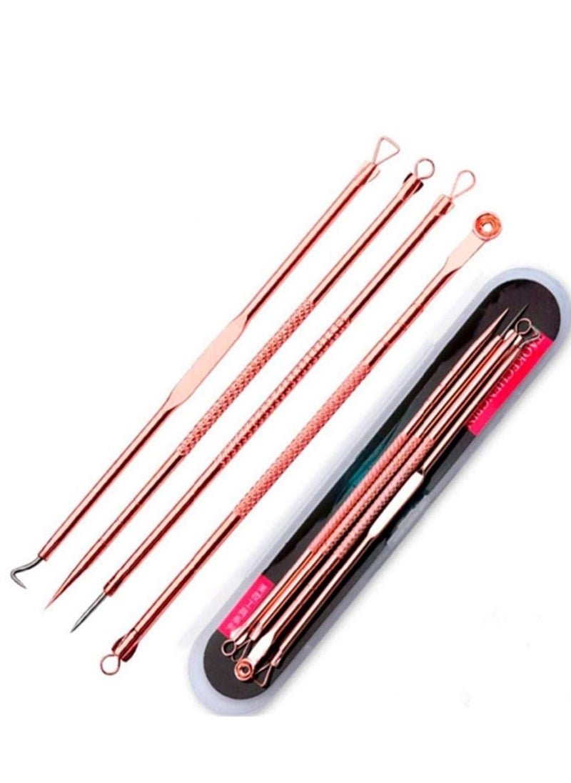 SYOSI Stainless Steel 4pc Comedone Blackhead Remover Facial Skin Care Pimple Acne Blemish Extractors Pimple Comedone Extractor Popper Tools Set  - Image 1