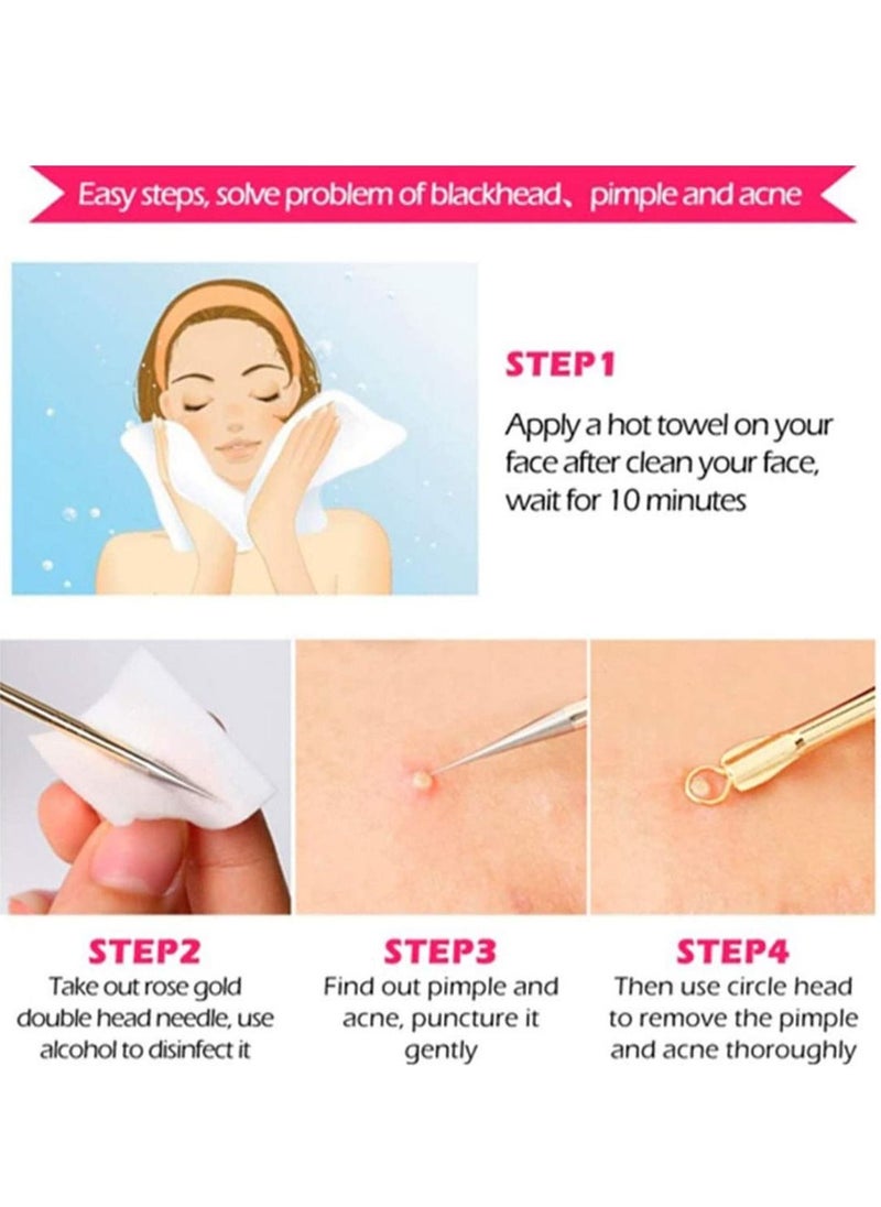 SYOSI Stainless Steel 4pc Comedone Blackhead Remover Facial Skin Care Pimple Acne Blemish Extractors Pimple Comedone Extractor Popper Tools Set  - Image 3