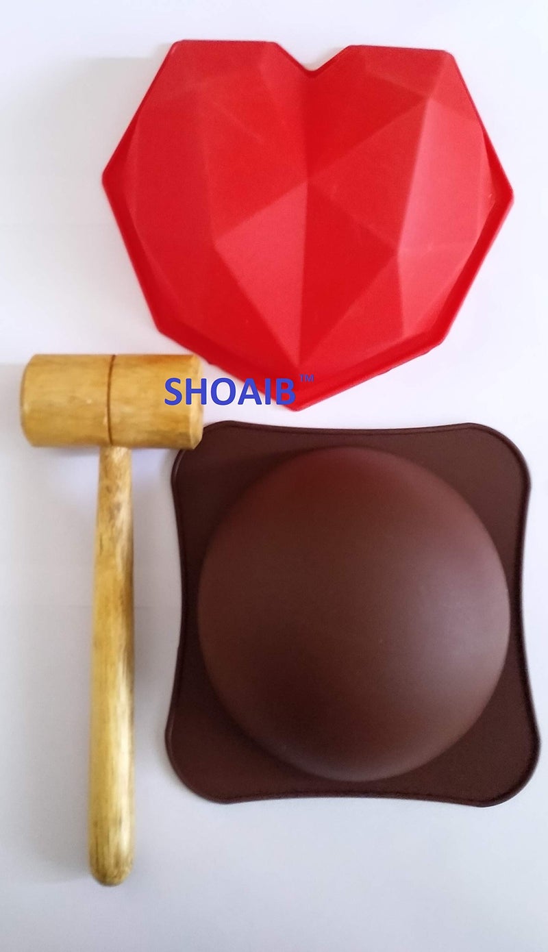 SHOAIB Pinata Mould Heart & Round Shape and Wooden Hammer for Cake and Chocolate - Image 3