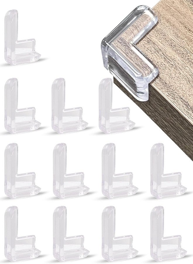 XBEY 12 Pack Soft Corner Protector Baby Proofing Edge and Corner Guards I Pre-Taped Corner Protectors I Child Safety Edge Guards I Soft Rubber Foam Furniture Corner Bumper Guards (10, Transparent) - Image 1