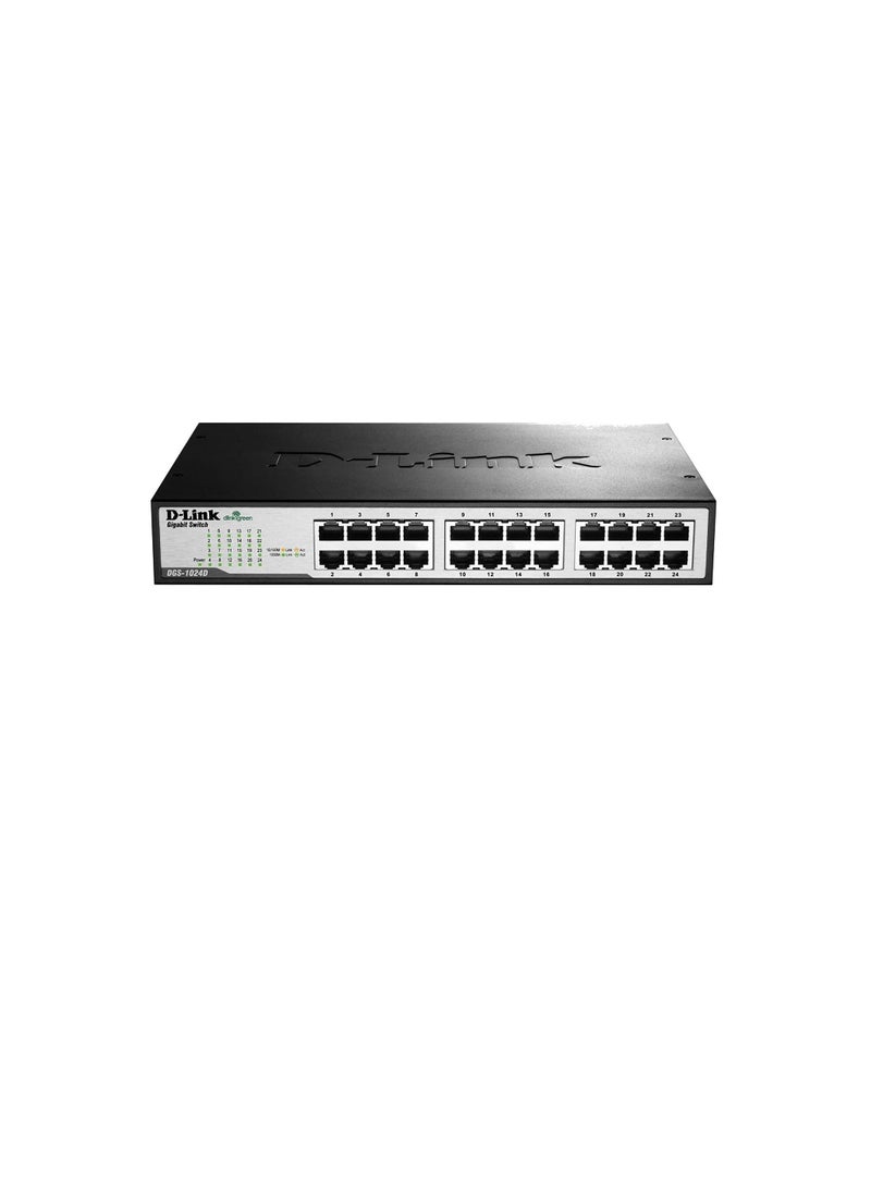 D-Link - DGS-1024D/E - 24-port 10/100/1000Base-T Unmanaged Green Desktop Gigabit Switch - Image 1